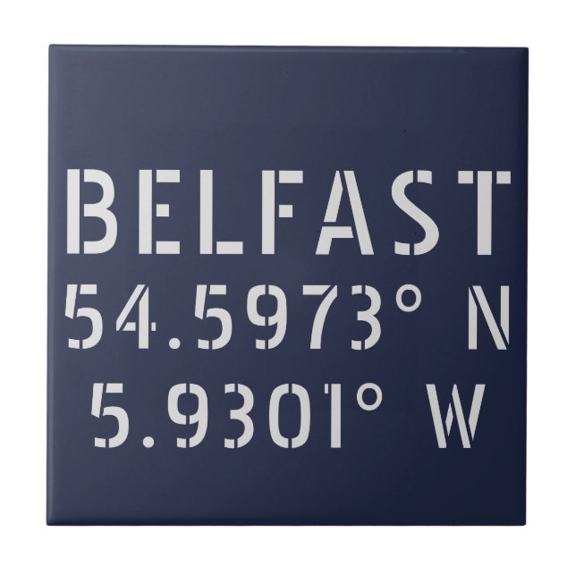 Belfast Latitude Longitud Kakelplatta (Framsidan)
