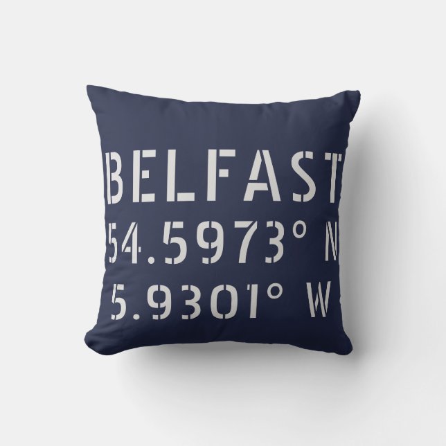 Belfast Latitude Longitud Kudde (Framsida)