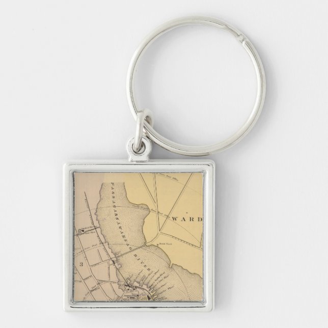 Belfast, Maine 2 Fyrkantig Silverfärgad Nyckelring (Framsidan)