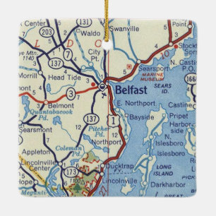 Belfast Maine 50's Karta Julgransprydnad Keramik