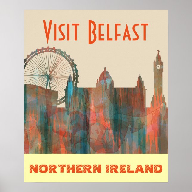 BELFAST, NORDIRLAND SKYLINE POSTER (Framsidan)