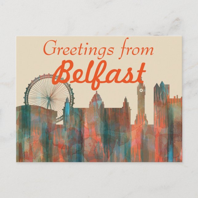 BELFAST, NORDIRLAND SKYLINE VYKORT (Framsida)