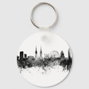 Belfast Northern Ireland Skyline Black White Nyckelring