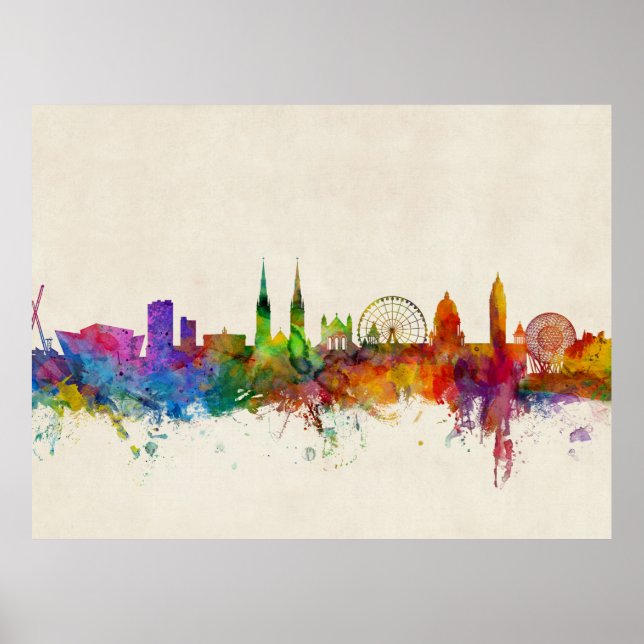 Belfast Northern Ireland Skyline Poster (Framsidan)