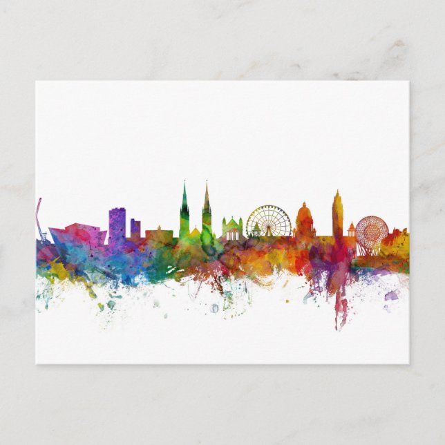 Belfast Northern Ireland Skyline Vykort (Framsida)