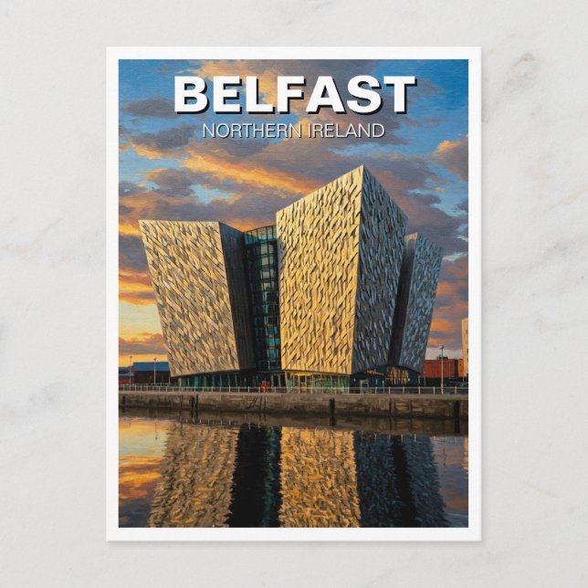 Belfast Northern Ireland Travel Sunset Vykort (Framsida)