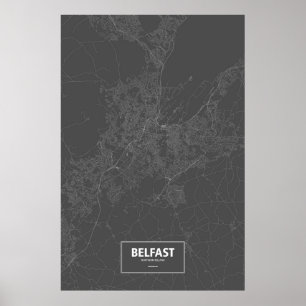 Belfast som är nordlig - ireland (vit på svart) poster