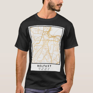 Belfast United Kingdom City Street Karta Art T Shirt