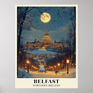 Belfast Winter Night-scen Poster