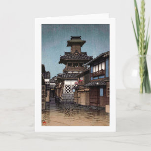 Belfry in Okayama, Hasui Kawase, Woodcut Kort