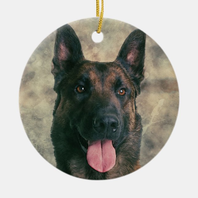 Belgare Malinois - belgisk herde - Maligator Julgransprydnad Keramik (Framsidan)