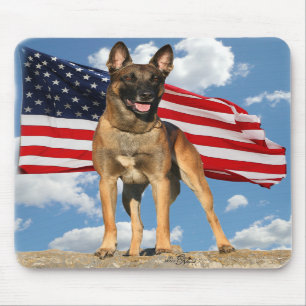 Belgare Malinois med flaggamousepad Musmatta