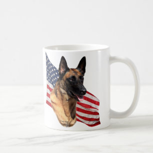 BelgareMalinois huvud med flaggamuggen Kaffemugg
