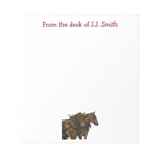 Belgian Draft Horse Team Notepad Anteckningsblock (Framsida)