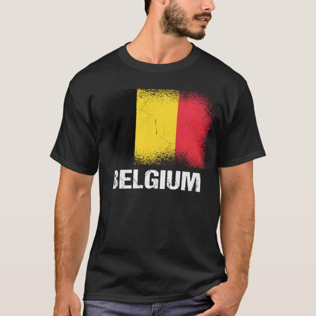 Belgian Flag Belgium T Shirt (Framsida)