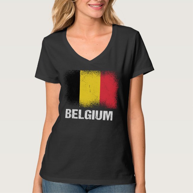 Belgian Flag Belgium T Shirt (Framsida)