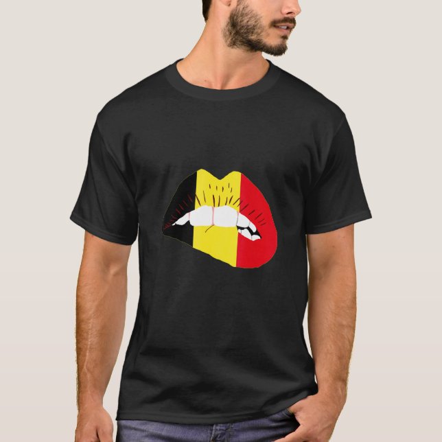 Belgian Flag Lips Belgian Pride Belgie Belgian Roo T Shirt (Framsida)