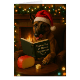 Belgian Malinois 'Cheese Tax' Christmas card Hälsningskort
