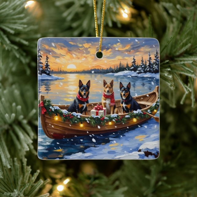 Belgian Malinois Christmas Boat Holiday Julgransprydnad Keramik (Träd)