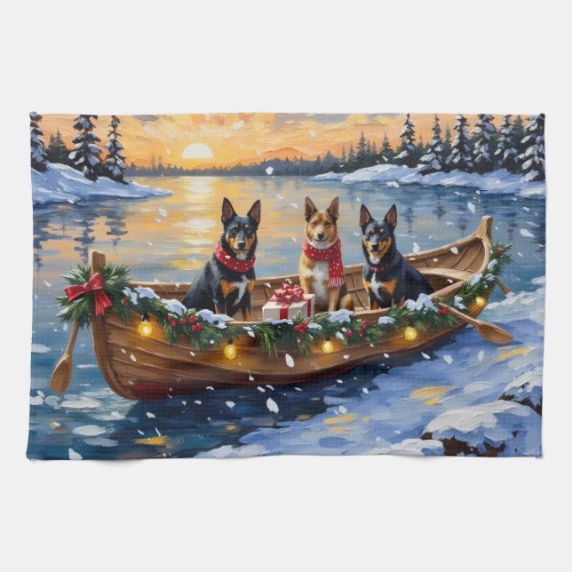 Belgian Malinois Christmas Boat Holiday Kökshandduk (Horisontell)
