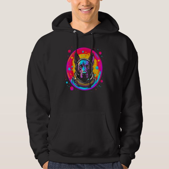 Belgian Malinois Dog Astronaut Hoodie (Framsida)