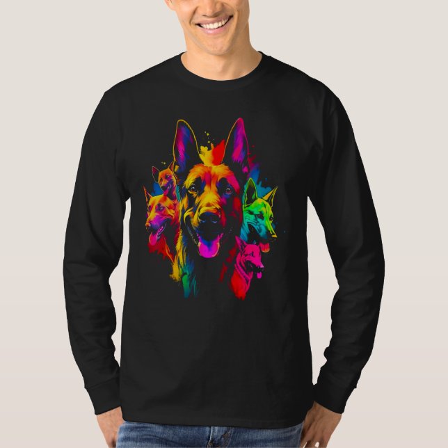 Belgian Malinois Dog Colorful T Shirt (Framsida)