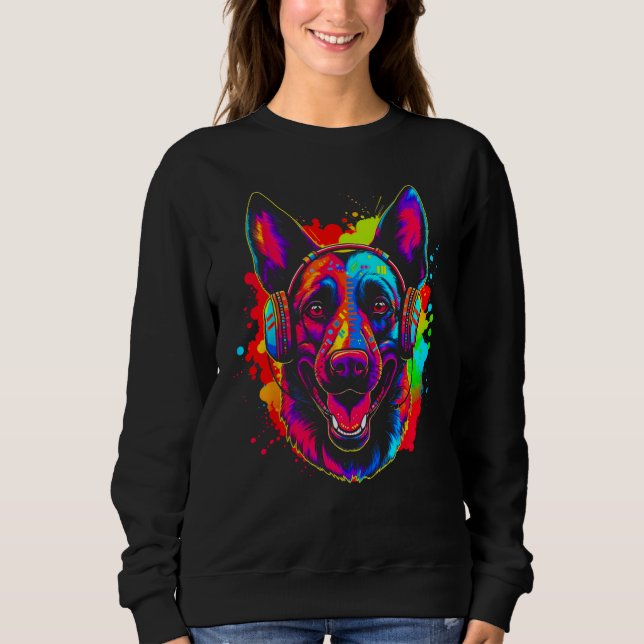 Belgian Malinois Dog DJ Festival T Shirt (Framsida)
