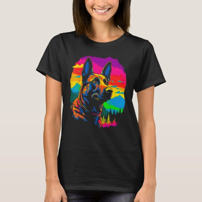 Belgian Malinois Dog Forest T Shirt (Framsida)