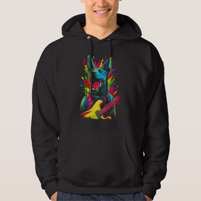 Belgian Malinois Dog Guitar Hoodie (Framsida)