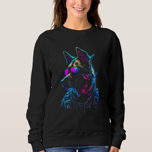 Belgian Malinois Dog owner Vaporwave Notorious DJ T Shirt (Framsida)