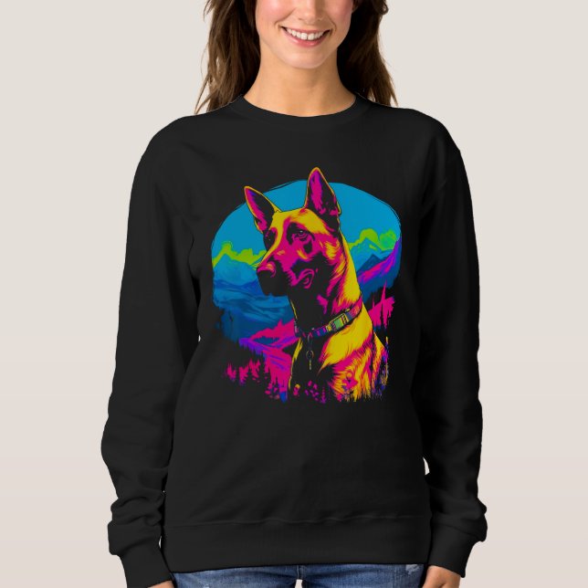 Belgian Malinois Dog Pop Art T Shirt (Framsida)