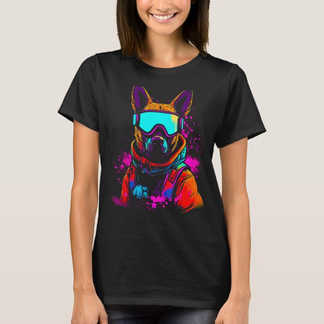 Belgian Malinois Dog Winter Snowboard T Shirt (Framsida)