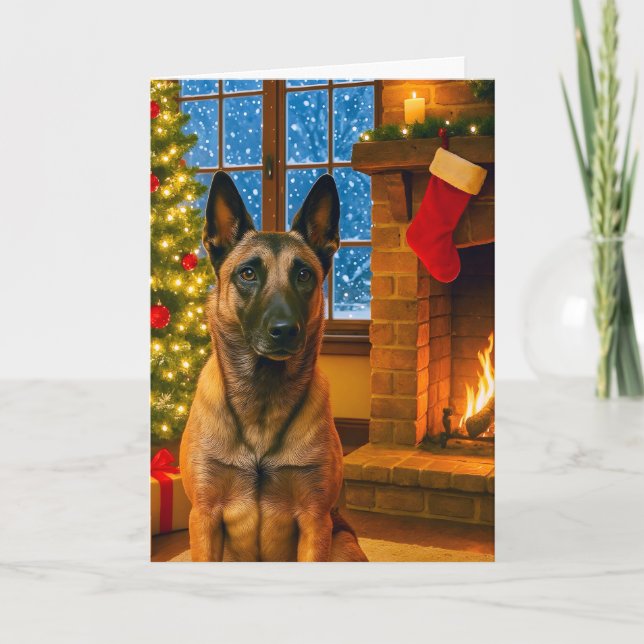 Belgian Malinois Holiday Card  Helgkort (Framsida)
