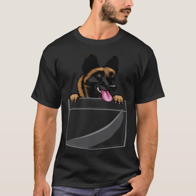 Belgian Malinois In A Pocket T Shirt (Framsida)