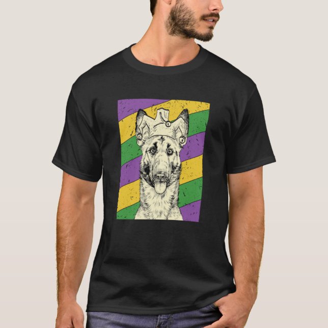 Belgian Malinois Jester Mardi Gras Dog Mom or Dad T Shirt (Framsida)