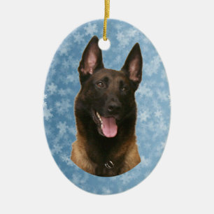 belgian malinois julgransprydnad keramik