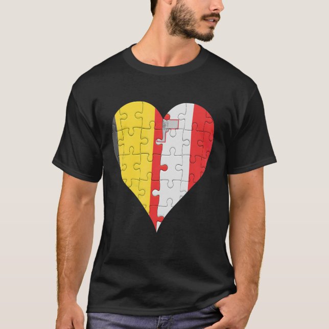 Belgian Maltese Flag Heart T Shirt (Framsida)