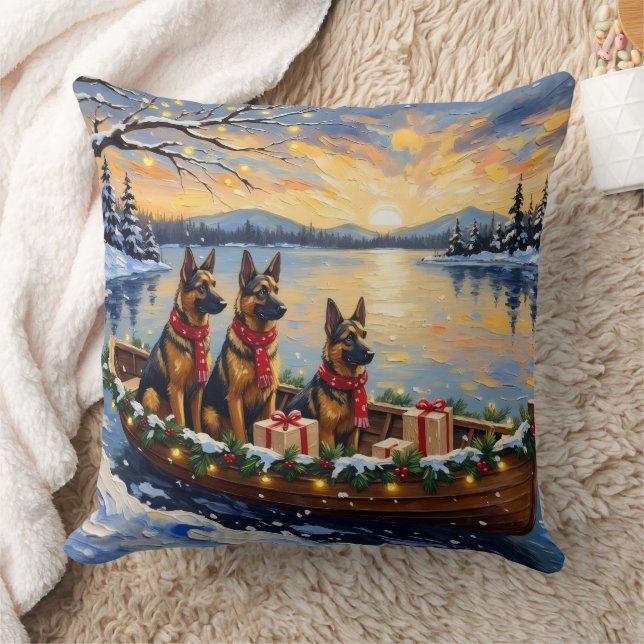 Belgian Shepherd Tervuren Christmas Boat Holiday Kudde (Filt)