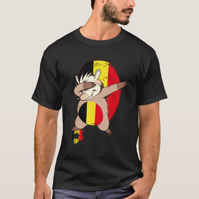 Belgian Soccer Player Belgian Flag Belgium Dabbing T Shirt (Framsida)
