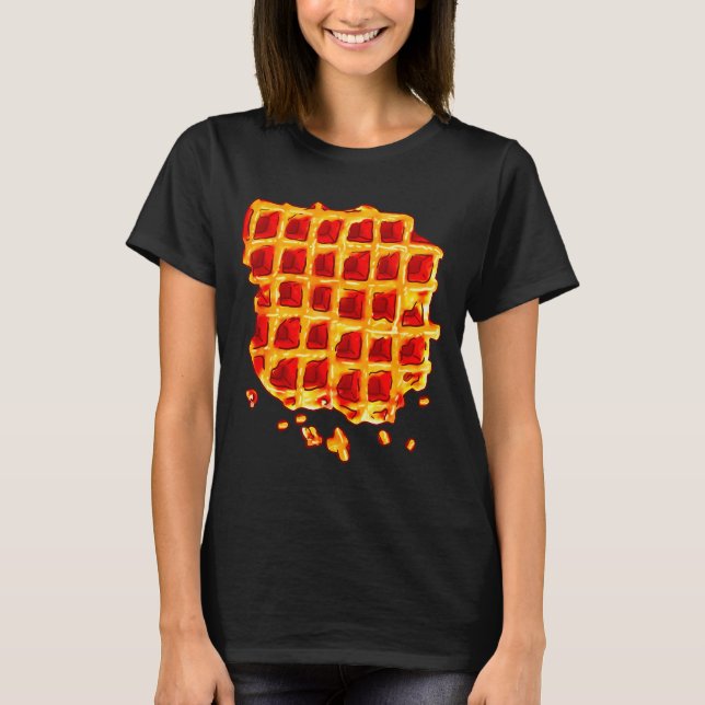 Belgian Waffle Syrup Breakfast Food Snack Waffle L T Shirt (Framsida)