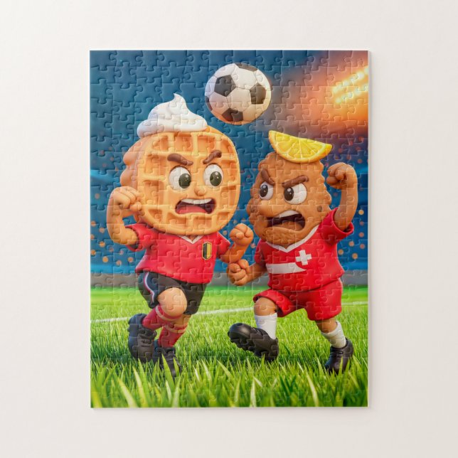 Belgian waffle versus Austrian schnitzel soccer du Pussel (Vertikal)