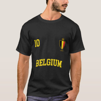 Belgien 10 Belgiska Flagga Fotbollsfartyg T Shirt