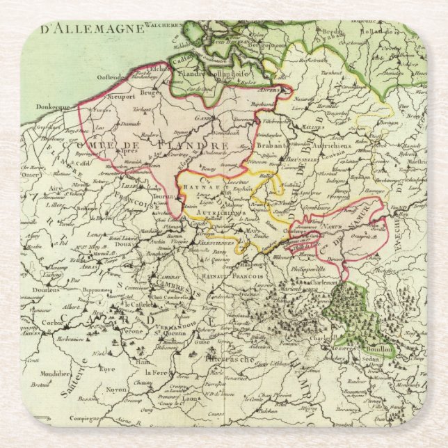 Belgien 3 underlägg papper kvadrat (Framsidan)