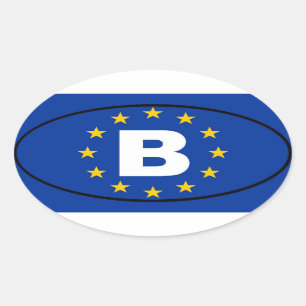 Belgien - B - Europeiska union Ovalt Klistermärke