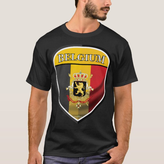 Belgien Belgique Belgique Shield T Shirt (Framsida)