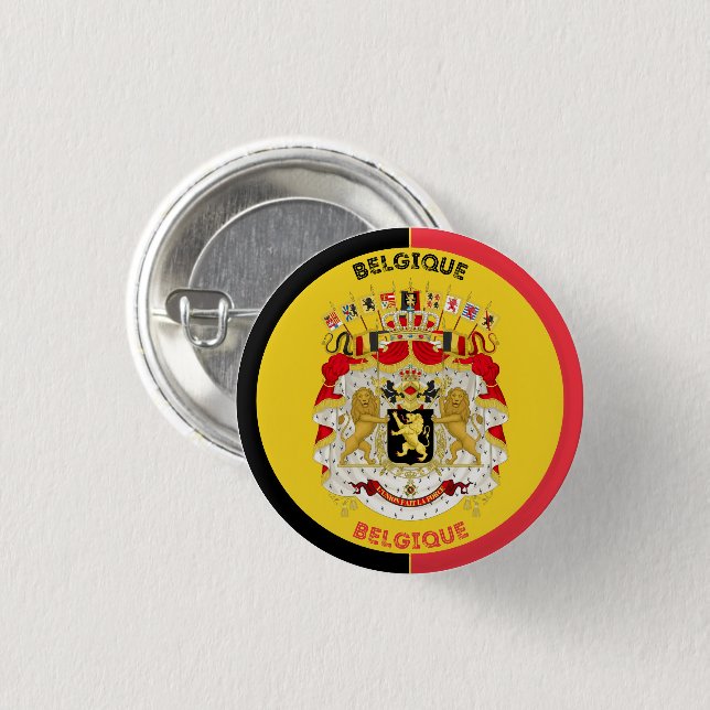 Belgien Belgique Vapen Cirkelform Knapp (Framsida & baksida)