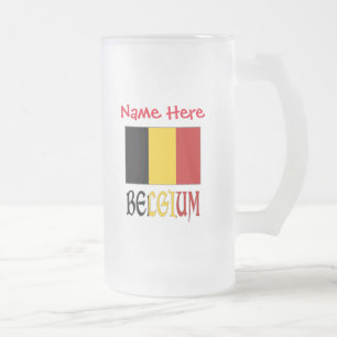 Belgien Belgisk Flagga Röd Personalisering Frostat Ölglas