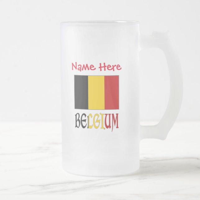 Belgien Belgisk Flagga Röd Personalisering Frostat Ölglas (Höger)