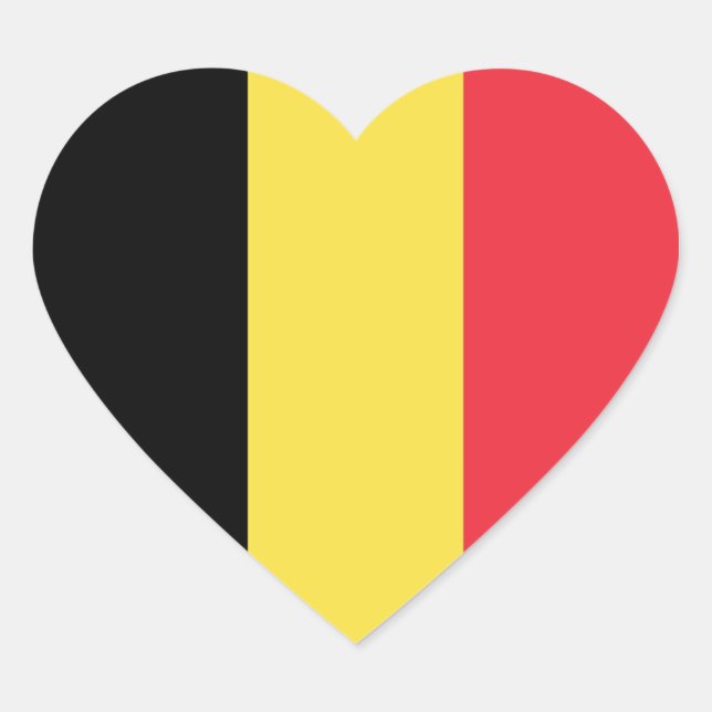Belgien/Belgiska Flagga Hjärtformat Klistermärke (Framsida)