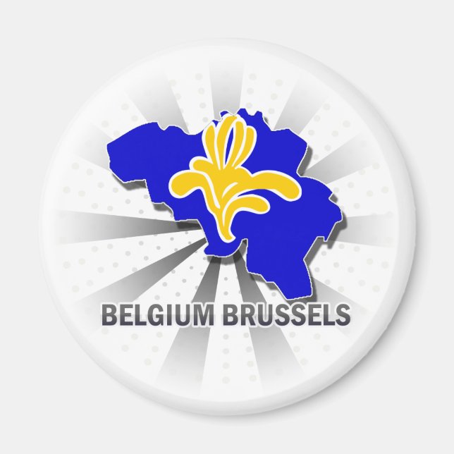 Belgien Bryssel Flagga Karta 2.0 Magnet (Framsidan)